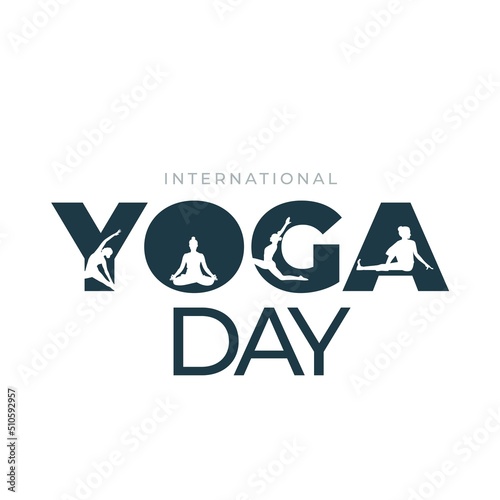 international yoga day poster. yoga body posture. Woman practicing yoga. vector illustration design