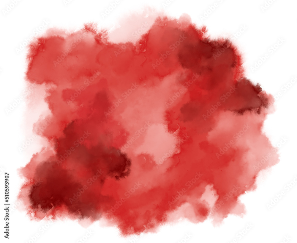 Colorful red watercolor blobs drops brush hand painting illustration