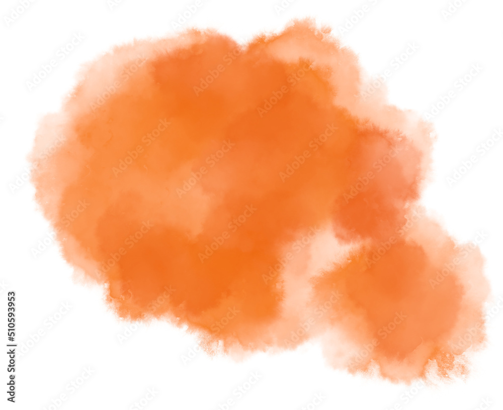 Colorful orange watercolor blobs drops brush hand painting illustration