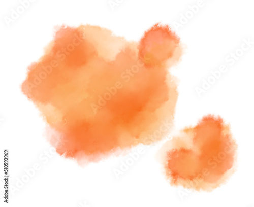 Colorful orange watercolor blobs drops brush hand painting illustration