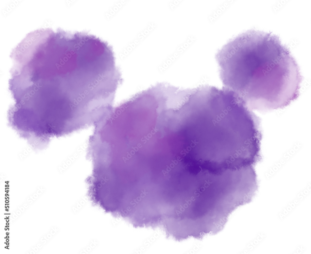 Colorful purple watercolor blobs drops brush hand painting illustration