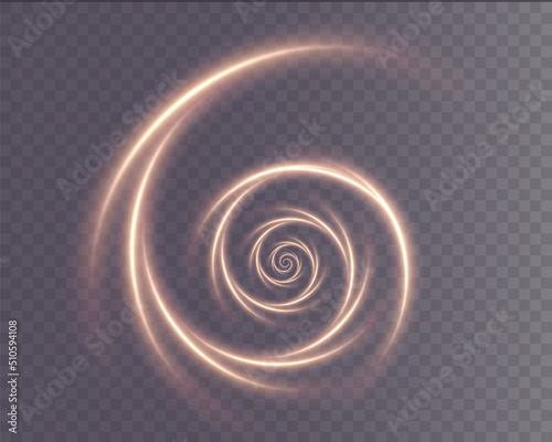 Festive glowing curl in neon color. Luminous gold podium. Sales funnel. A magical light line twisting into a spiral. Spiral light PNG.	