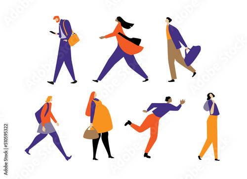 People going at street. Vector illustration, clip art, cartoon colors. colorful.