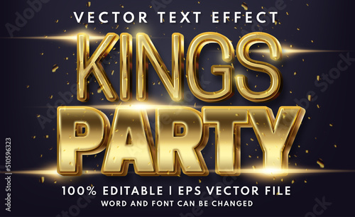Kings party and gold editable text effect template