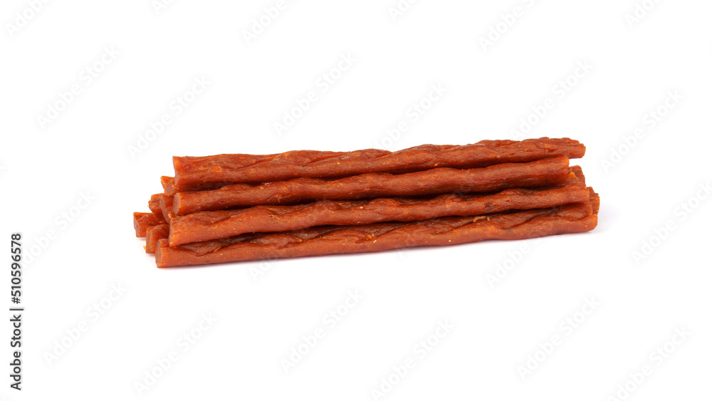 dried fish sticks isolated on white background. dried fish sticks isolated on white background.