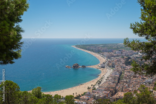 Views of Blanes beach from Castillo de San Juan, Costa Brava, Spain