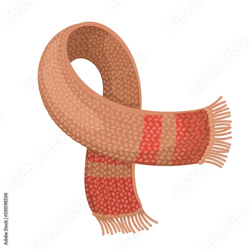 Knitted scarf, winter accessory vector illustration.