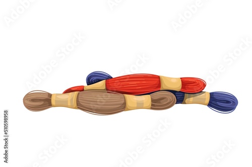 Embroidery floss. Multicolor sewing mouline threads vector illustration.