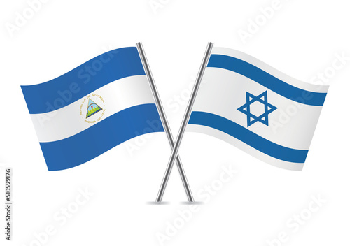Free Download The Republic of Nicaragua and Israel crossed flags. Nicaraguan and Israeli flags on white background. Vector icon set. Vector illustration. - GFXLoad