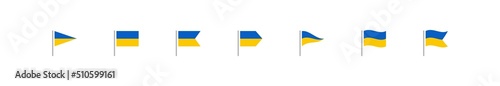 Ukraine flag set icon. Blue and yellow illustration national symbol. Flat isolated vector