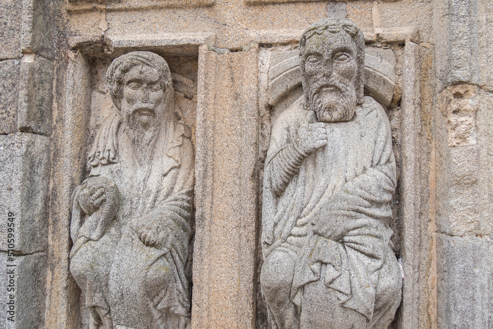 Saint Door detail of the Santiago de Compostela Cathedral in Quintana square, Santiago de Compostela, Spain Saint Door detail of the Santiago de Compostela Cathedral in Quintana square, Santiago de Compostela, Spain