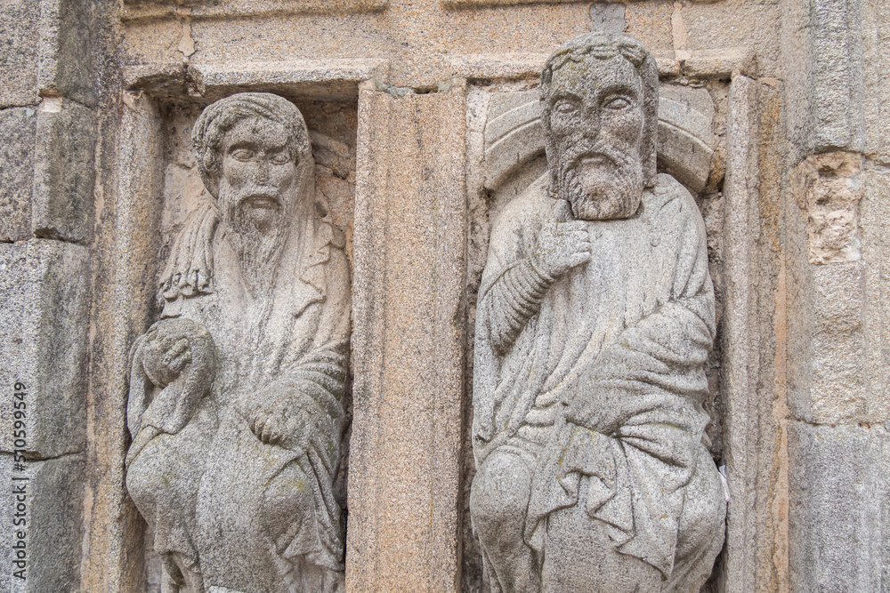 Saint Door detail of the Santiago de Compostela  Cathedral in Quintana square, Santiago de Compostela, Spain