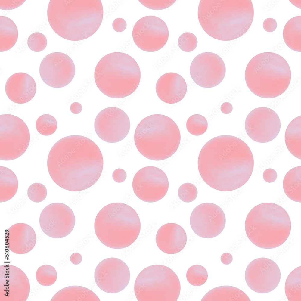 Watercolor seamless pattern with pink balloons on a white background. Balloons, soap bubbles party background. Watercolor seamless pattern with pink balloons on a white background. Balloons, soap bubbles party background.