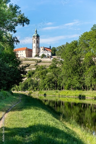 Melnik Castle on the hill above Labe and Vltava River confluence, Czech Republic - Europe.  The castle was rebuilt in 1754 into a chateau.