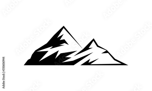 Simple Mountain Outlined Vector Icon 5 - Mountains Silhouette Logo Black and White