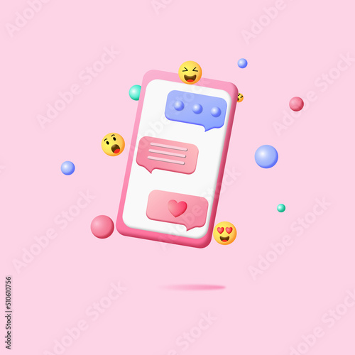 3d minimal social media with video and photo gallery on mobile phone interface optimization for banner and website