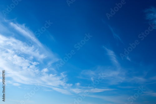 Beautiful blue sky with an amazing background of white clouds.