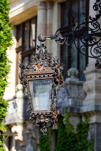 Old vintage lantern in the palace garden