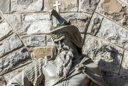 Statue of king warrior near the castle