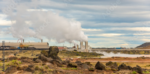 Canvas Print Geothermal power plant Gunnuhver Hot Springs Reykjanes peninsula Iceland