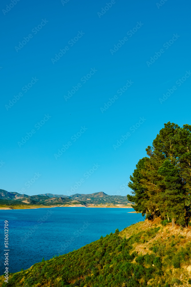 view of Iznajar reservoir, in Andalusia, Spain