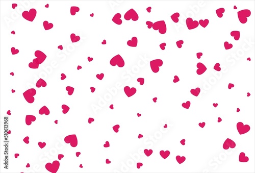 Red heart background. Love confetti background