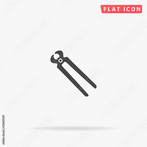 Big pliers flat vector icon
