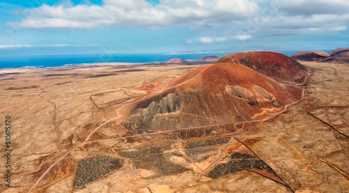 Canvas Print aerial photographic image of the island of Fuerteventura, Canary Islands