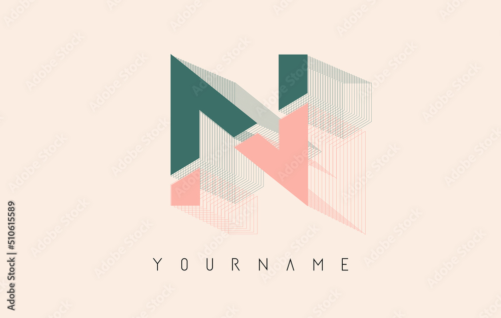 Wireframe N Letter Logo Design in two colors. Creative vector illustration with wired, mirrored outline frame. Wireframe N Letter Logo Design in two colors. Creative vector illustration with wired, mirrored outline frame.