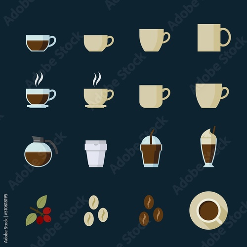 Wallpaper Mural Coffee and Coffee cup Icons with Black Background Torontodigital.ca