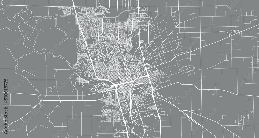 Urban vector city map of Stockton, California , United States of America