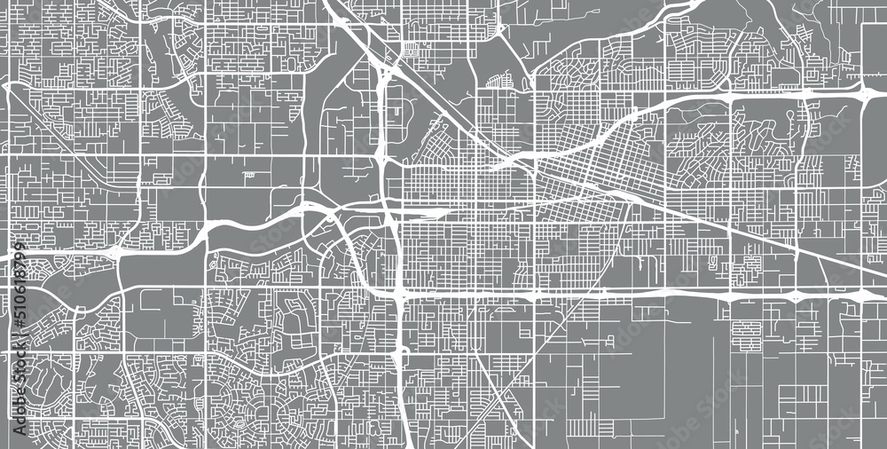Urban vector city map of Bakersfield, California , United States of America