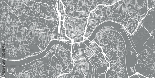 Urban vector city map of Cincinnati, Ohio , United States of America