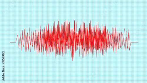 Seismograph diagram, graph of earthquake on paper, vector illustration