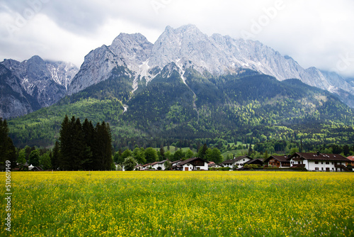 Zugspitze as seen from Grainau/Garmisch-Partenkirchen on a sunny spring day
