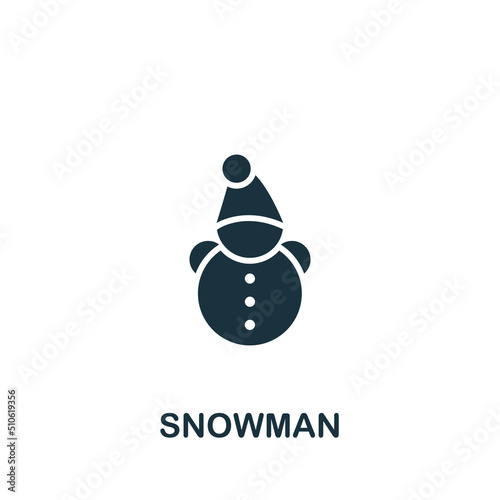 Snowman icon. Monochrome simple icon for templates, web design and infographics