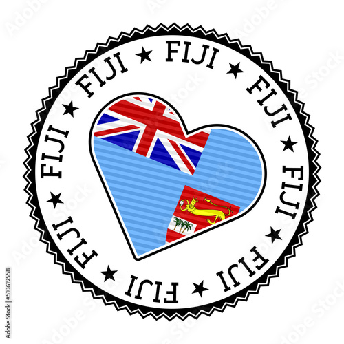 Fiji heart badge vector logo with Fiji flag inside a heart shape.