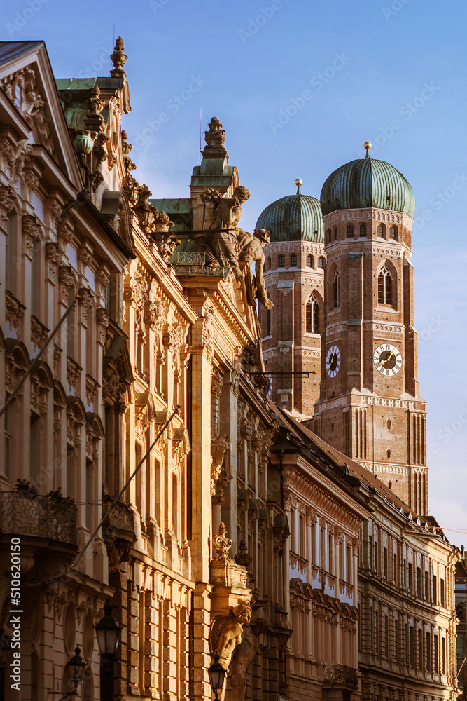 Frauenkirche the Cathedral of Munich in Germany with tow high towers