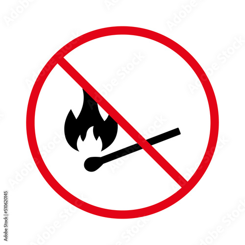 Forbidden Heat Matchstick Pictogram. Ban Burn Match Stick Black Silhouette Icon. Matchstick Red Stop Symbol. No Allowed Danger Match Stick Fire Sign. Flame Prohibited. Isolated Vector Illustration