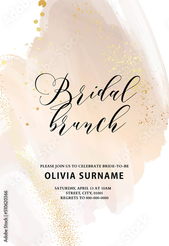 Bridal card Beige background greeting card, rustic luxury gold texture wedding invitation on retro canvas, modern greeting card , minimalist art in vector
