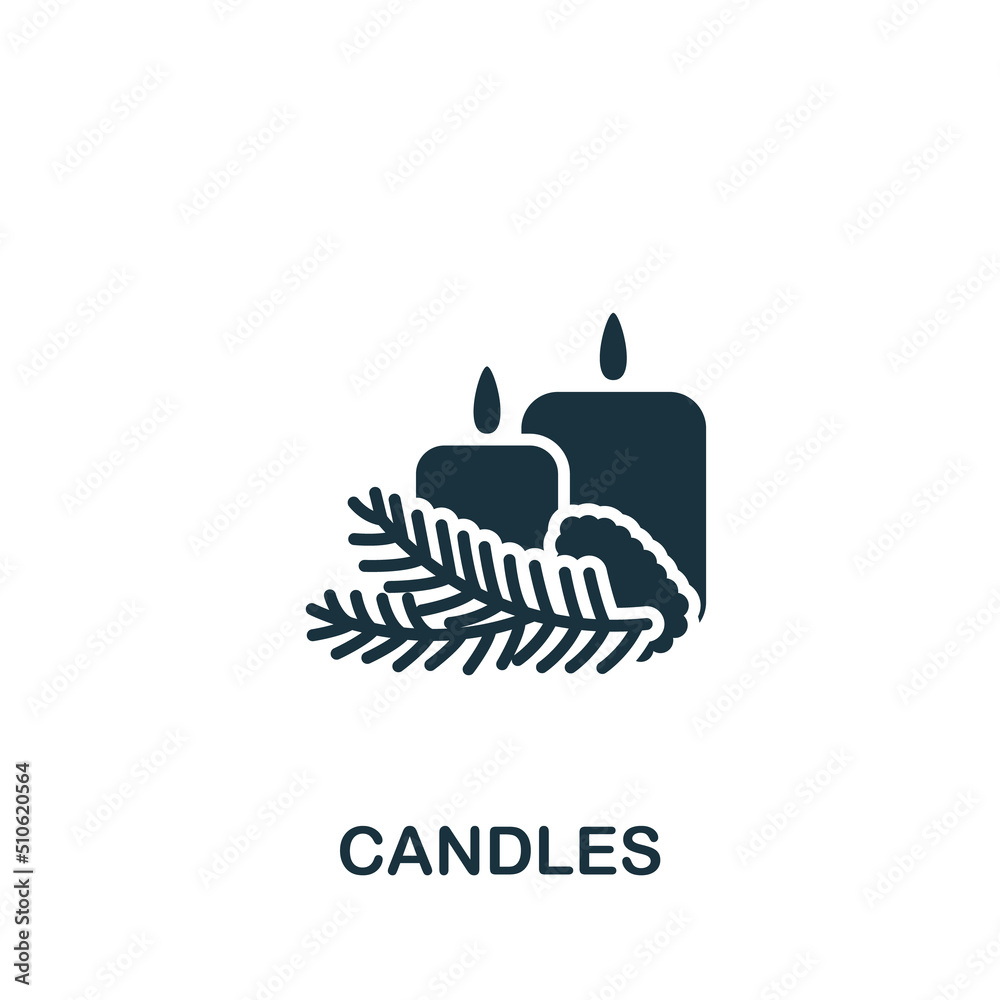 Candles icon. Monochrome simple icon for templates, web design and infographics Candles icon. Monochrome simple icon for templates, web design and infographics
