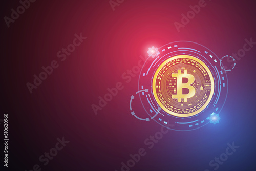 Golden bitcoin digital currency , futuristic digital money	
