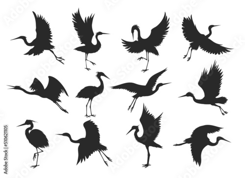 Heron black silhouettes