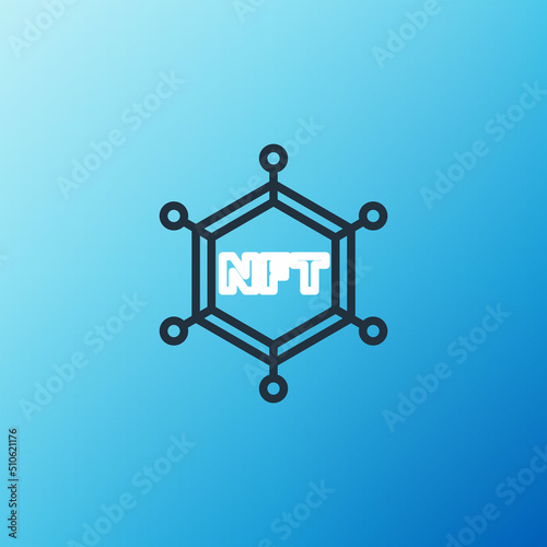Line NFT blockchain technology icon isolated on blue background. Non fungible token. Digital crypto art concept. Colorful outline concept. Vector