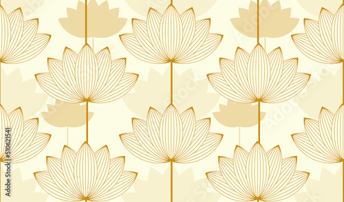 asian style lotus flower seamless pattern gold ivory shades