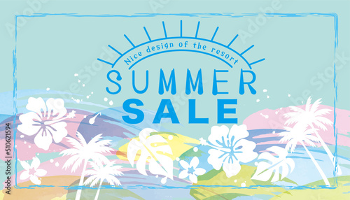 ハイビスカス　リゾートのイラスト
