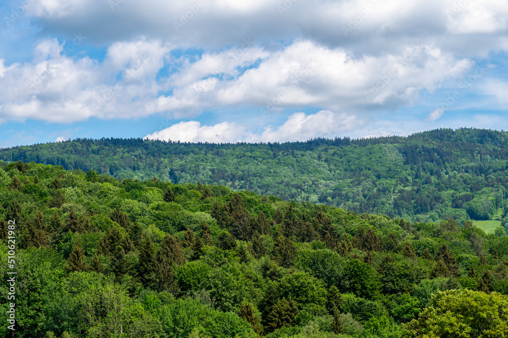 clouds and blue sky in the Bavarian Forest with fascinating clouds and blue sky in the Bavarian Forest with fascinating