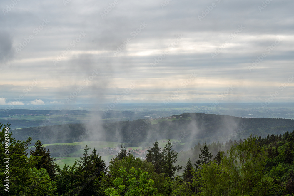 clouds and blue sky in the Bavarian Forest with fascinating 