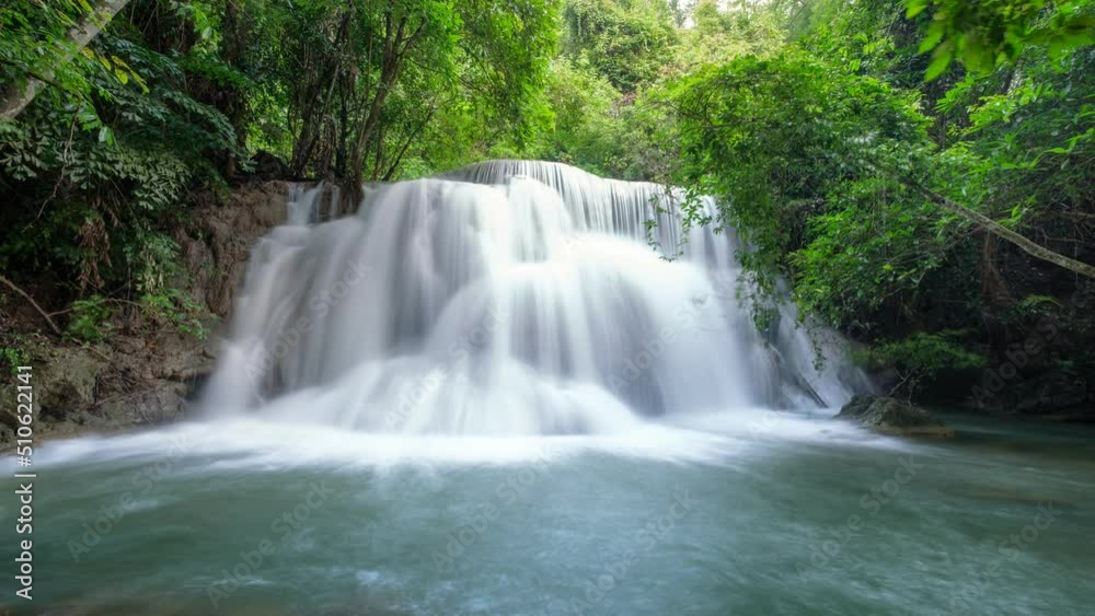 Beautiful waterfall in tropical rainforest at Huai Mae Khamin Beautiful waterfall in tropical rainforest at Huai Mae Khamin