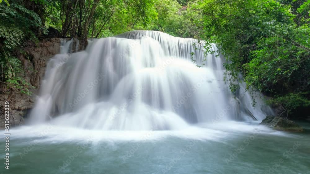 Beautiful waterfall in tropical rainforest at Huai Mae Khamin Beautiful waterfall in tropical rainforest at Huai Mae Khamin